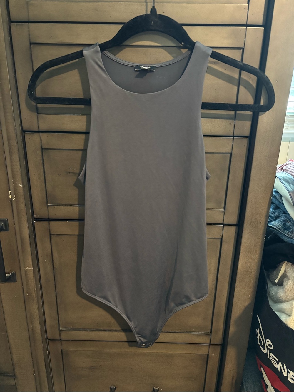 Express Women's Gray Scoop Neck Bodysuit